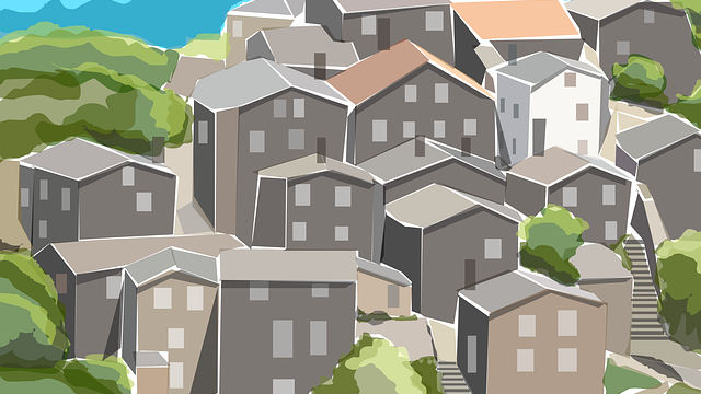 山沿いの住宅街